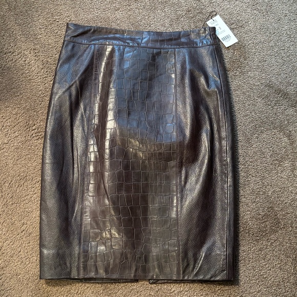 New with tags Brown Croc Leather Skirt. size 2 NO BUNDLE